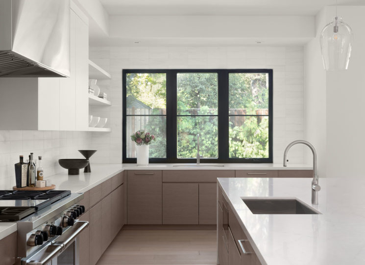 modern kitchen in Atherton custom home
