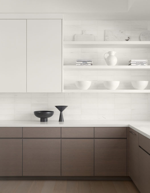 modern kitchen shelving in Atherton home