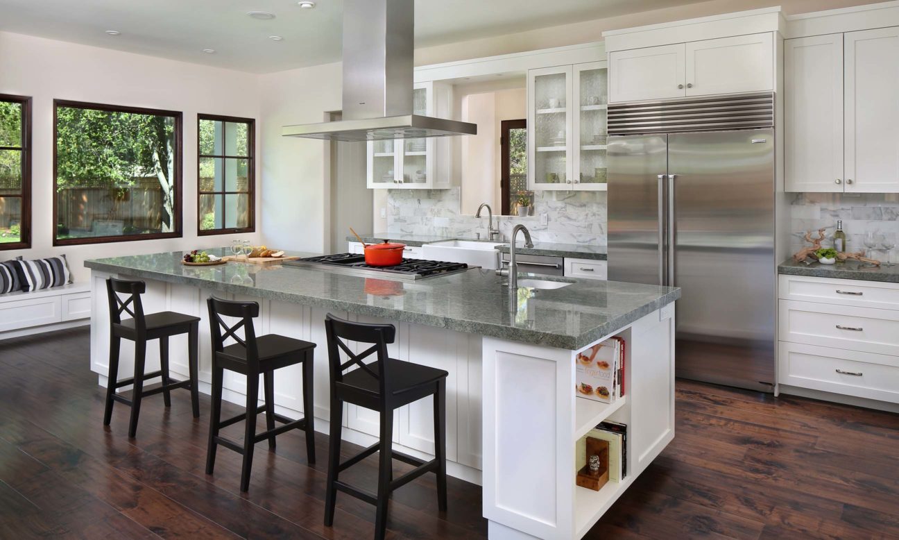modern kitchen in mission-style custom home