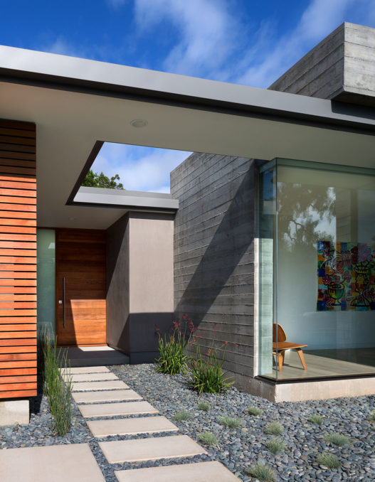 boardform concrete indoor/outdoor walls and walkway