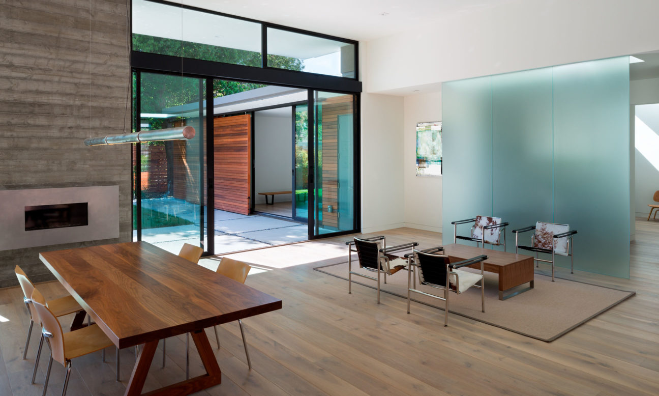 open living area in Los Altos modern home