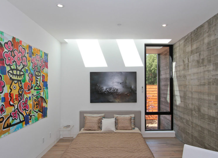 guest bedroom in mission-style custom home