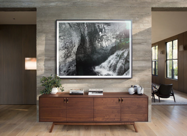 credenza and art at modern farmhouse