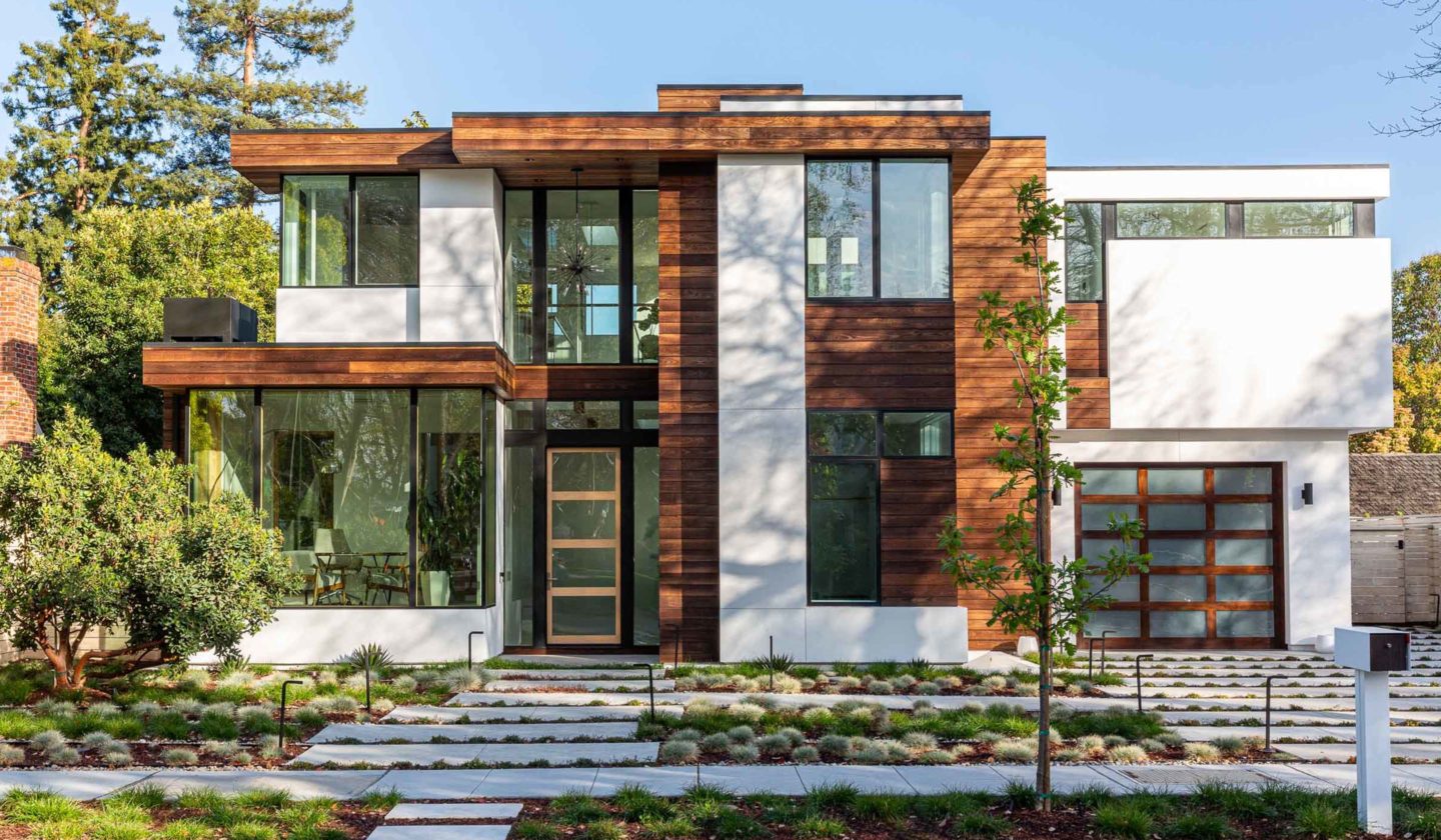 exterior elevation of warm modern home