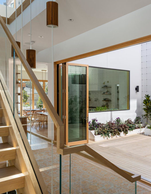 view from staircase to patio