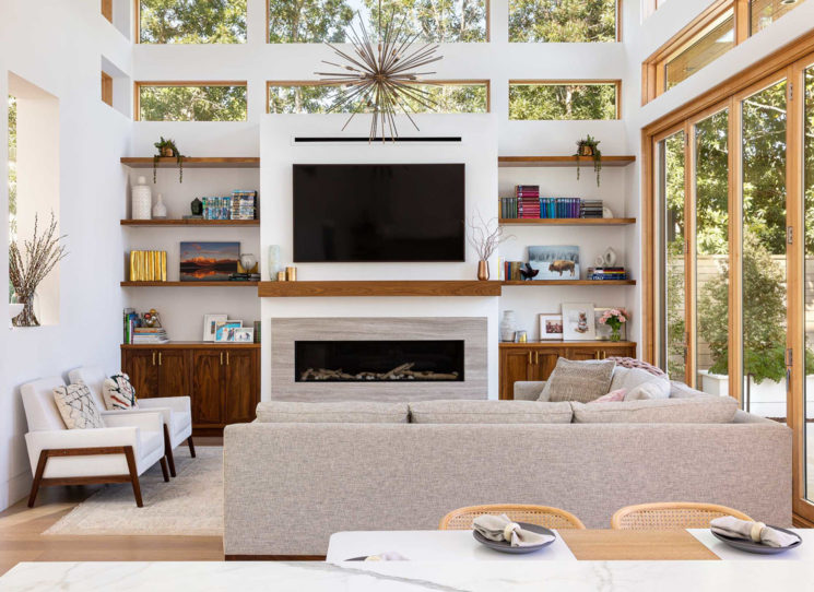 bright living room in warm modern home